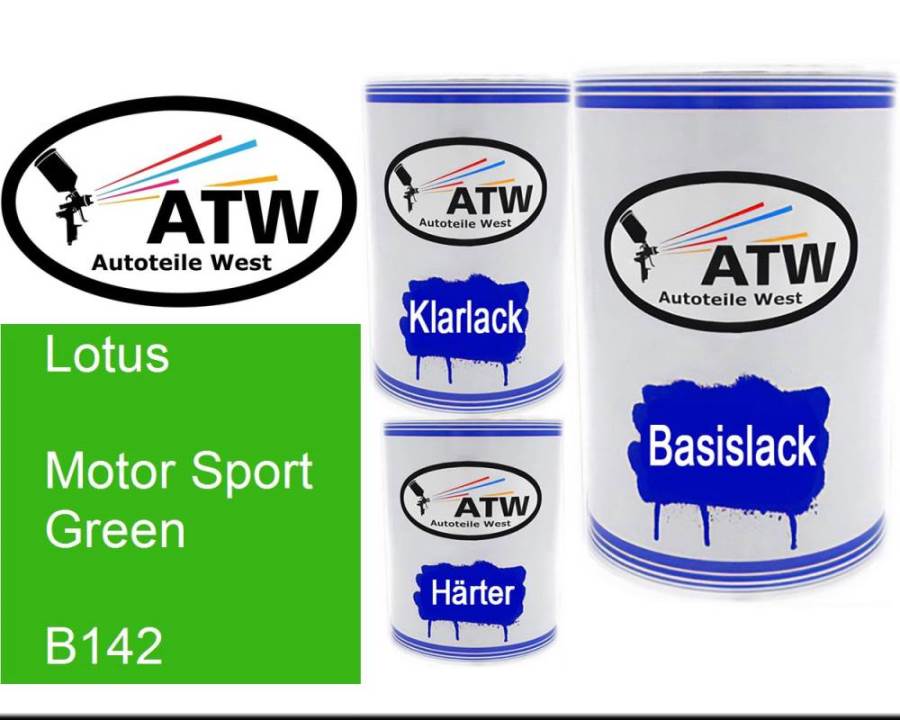 Lotus, Motor Sport Green, B142: 500ml Lackdose + 500ml Klarlack + 250ml Härter - Set, von ATW Autoteile West.